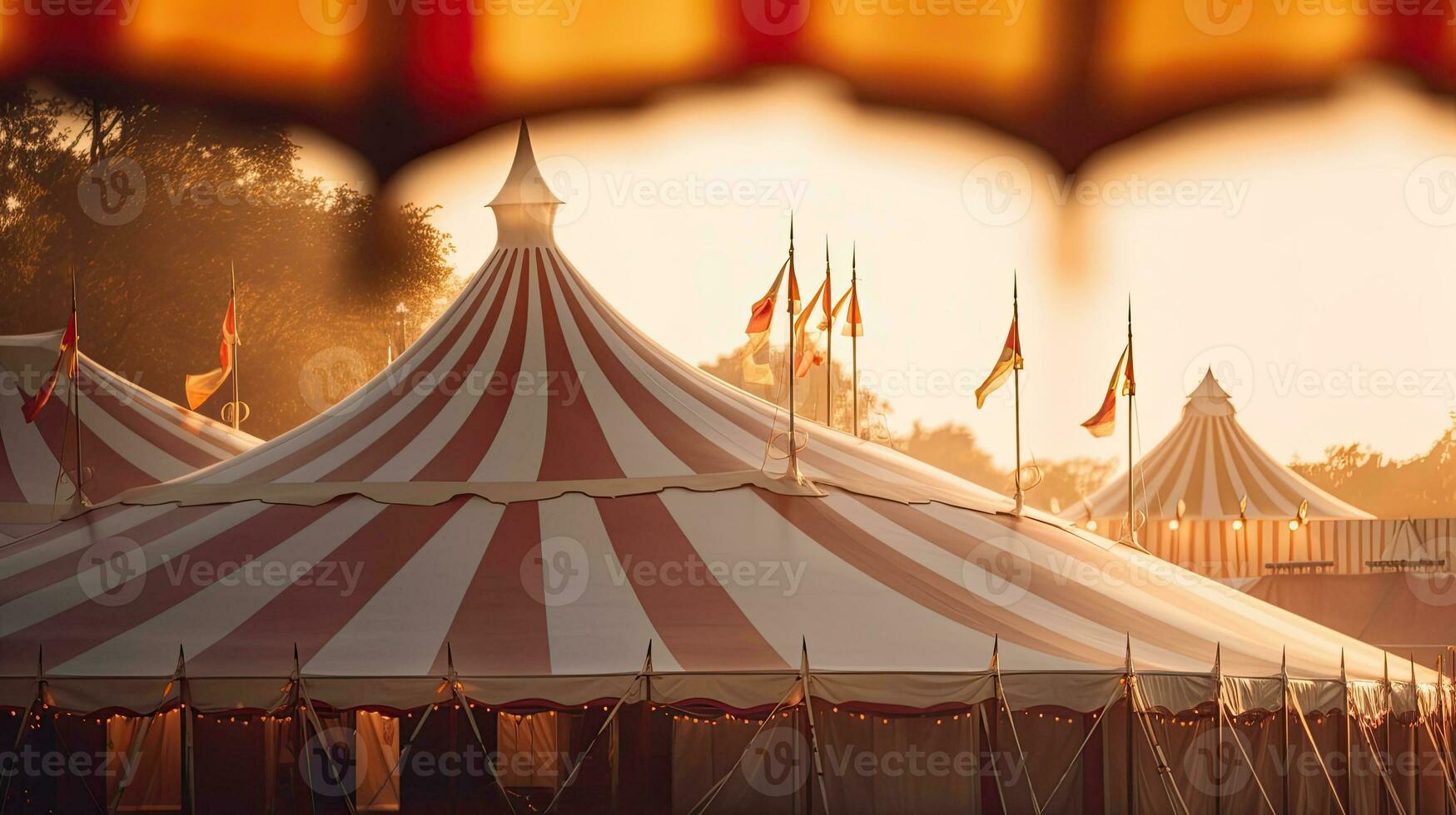 Circus tent, carnival tent at the amusement park. Generative Ai photo