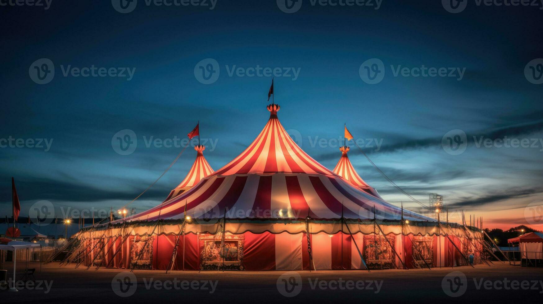 Circus tent, carnival tent at the amusement park. Generative Ai photo