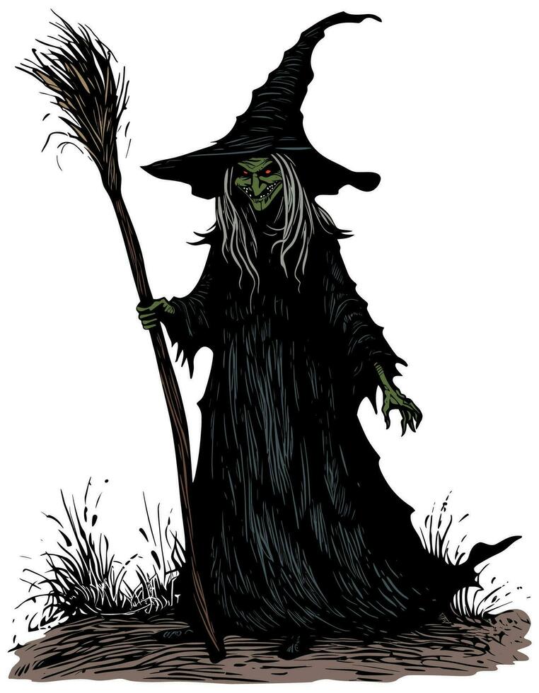 Creepy Old Witch vector