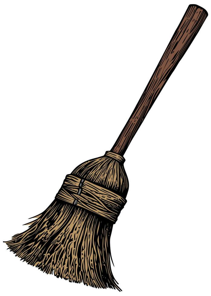 Witch Broomstick on White vector