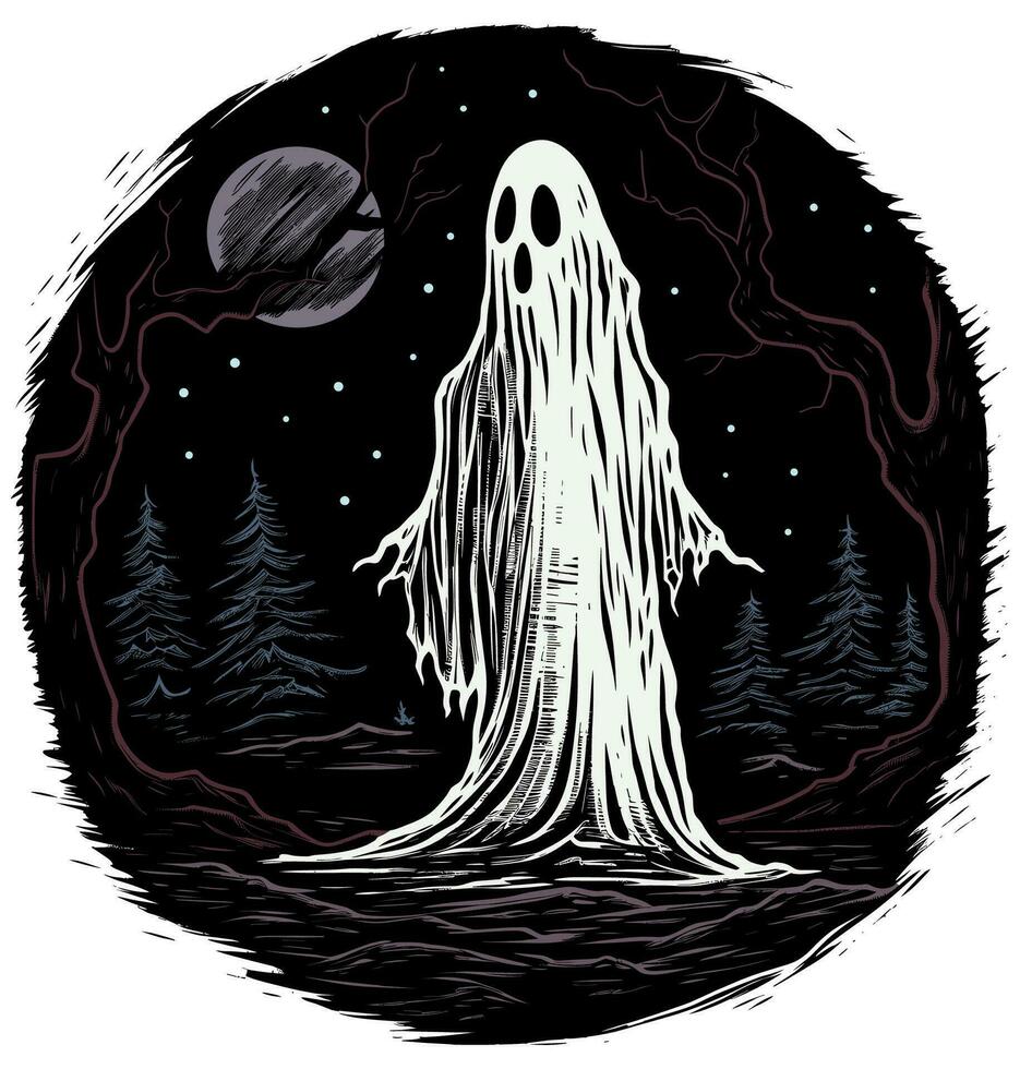 fantasma en bosque de colores vector