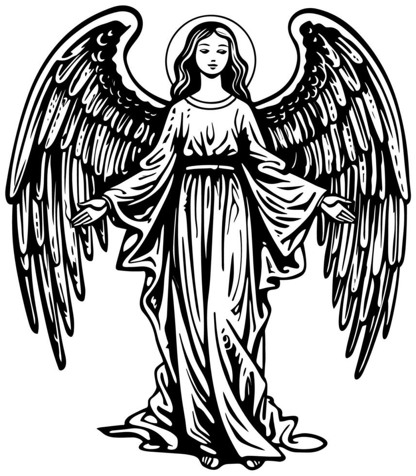 Angel Woodcut Style vector