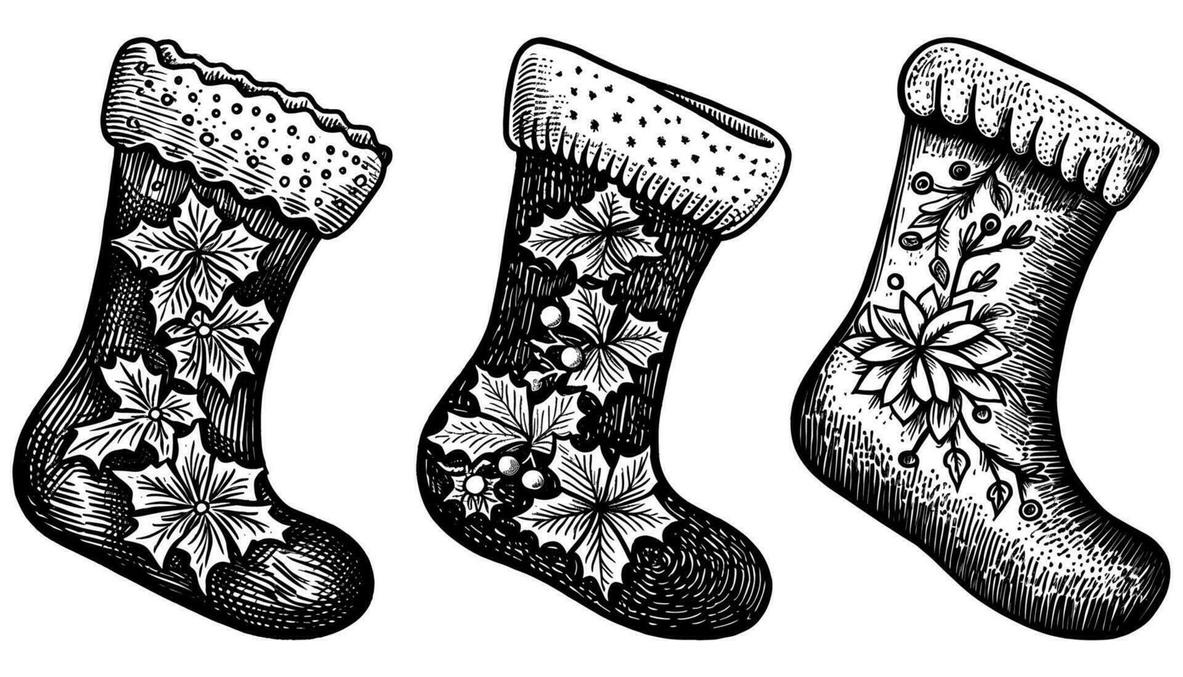 Christmas Stockings Woodcut vector