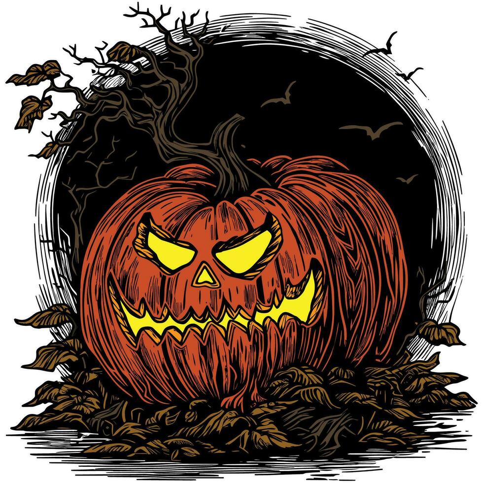 Jack O Lantern at Night Colored vector