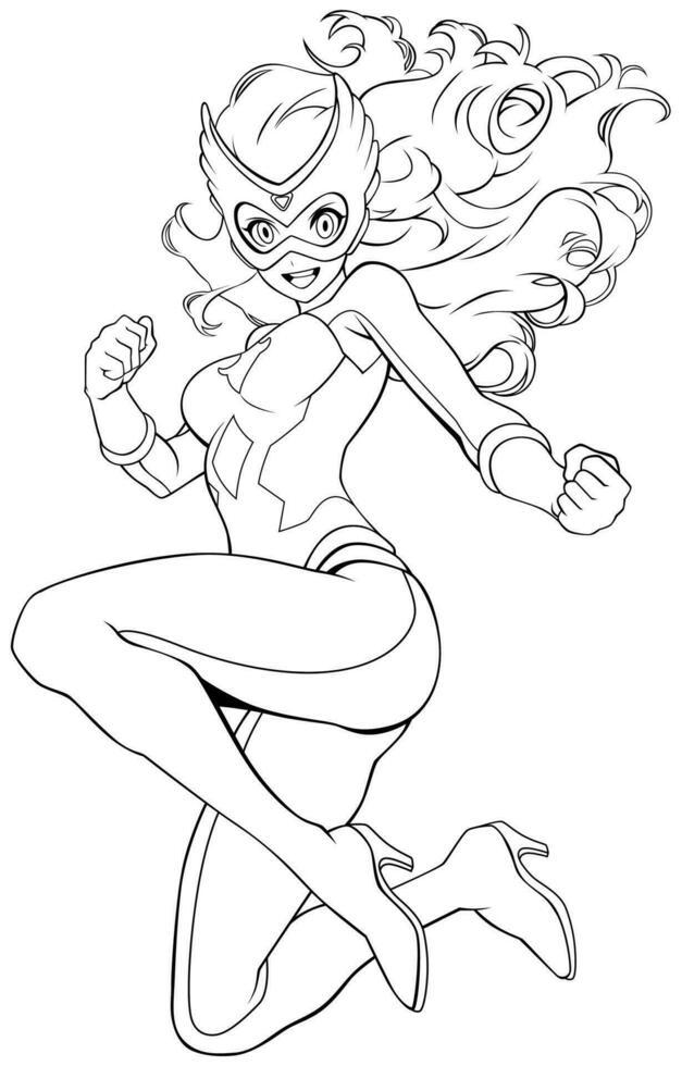 Manga Superheroine Line Art vector