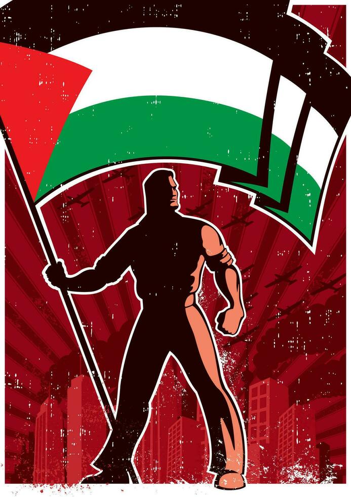 Palestine Flag Bearer Poster vector