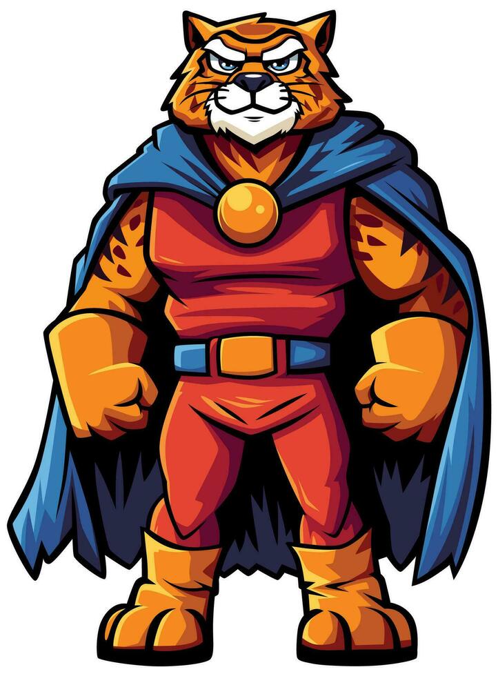 Tigre superhéroe mascota vector