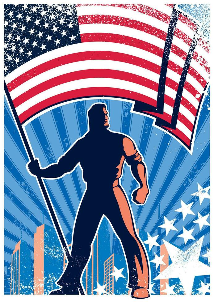 Estados Unidos bandera portador póster vector