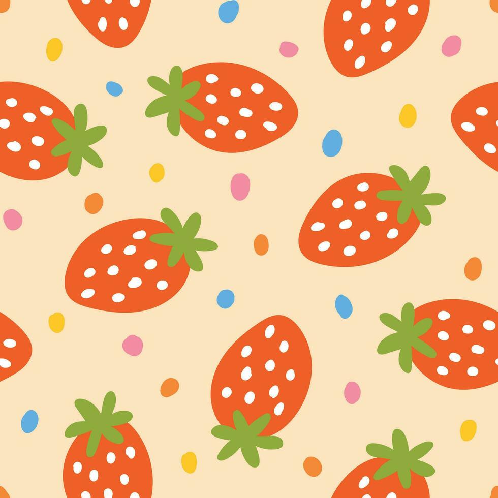 Strawberry Seamless Pattern Strawberry Background Strawberry Seamless Design Summer Pattern Strawberry Print vector