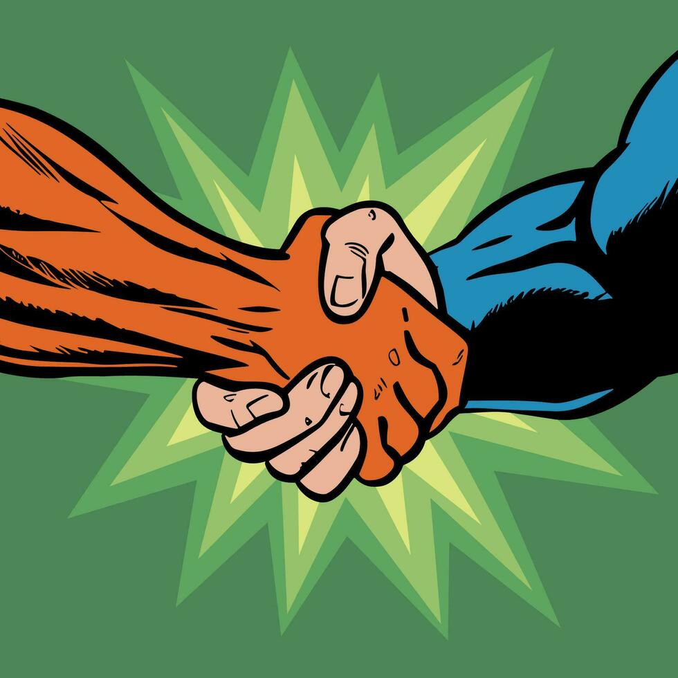 Superhero Handshake Close Up vector