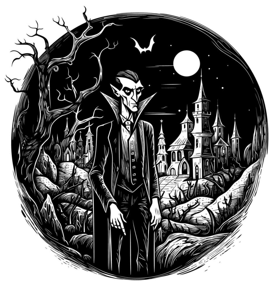 Count Dracula Black and White vector