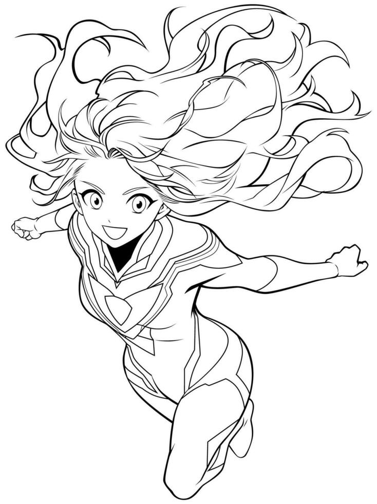 Manga Superheroine Line Art vector