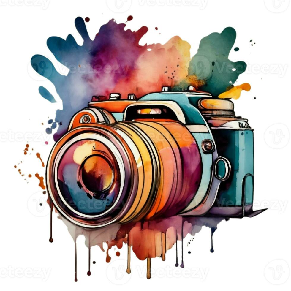 watercolor camera isolated colorful graphics photo
