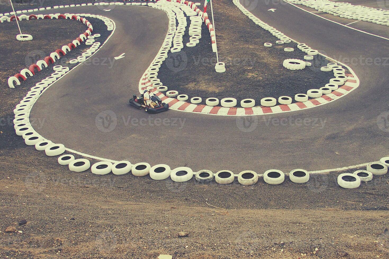 view of the  interesting winding go-kart track on the coast photo