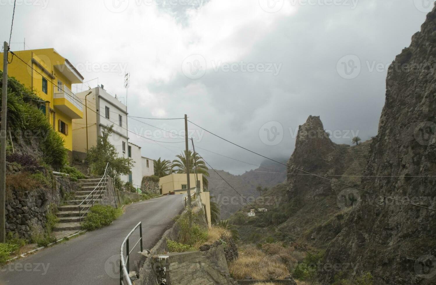 original colorful houses on the Spanish island of Canary Gomera photo