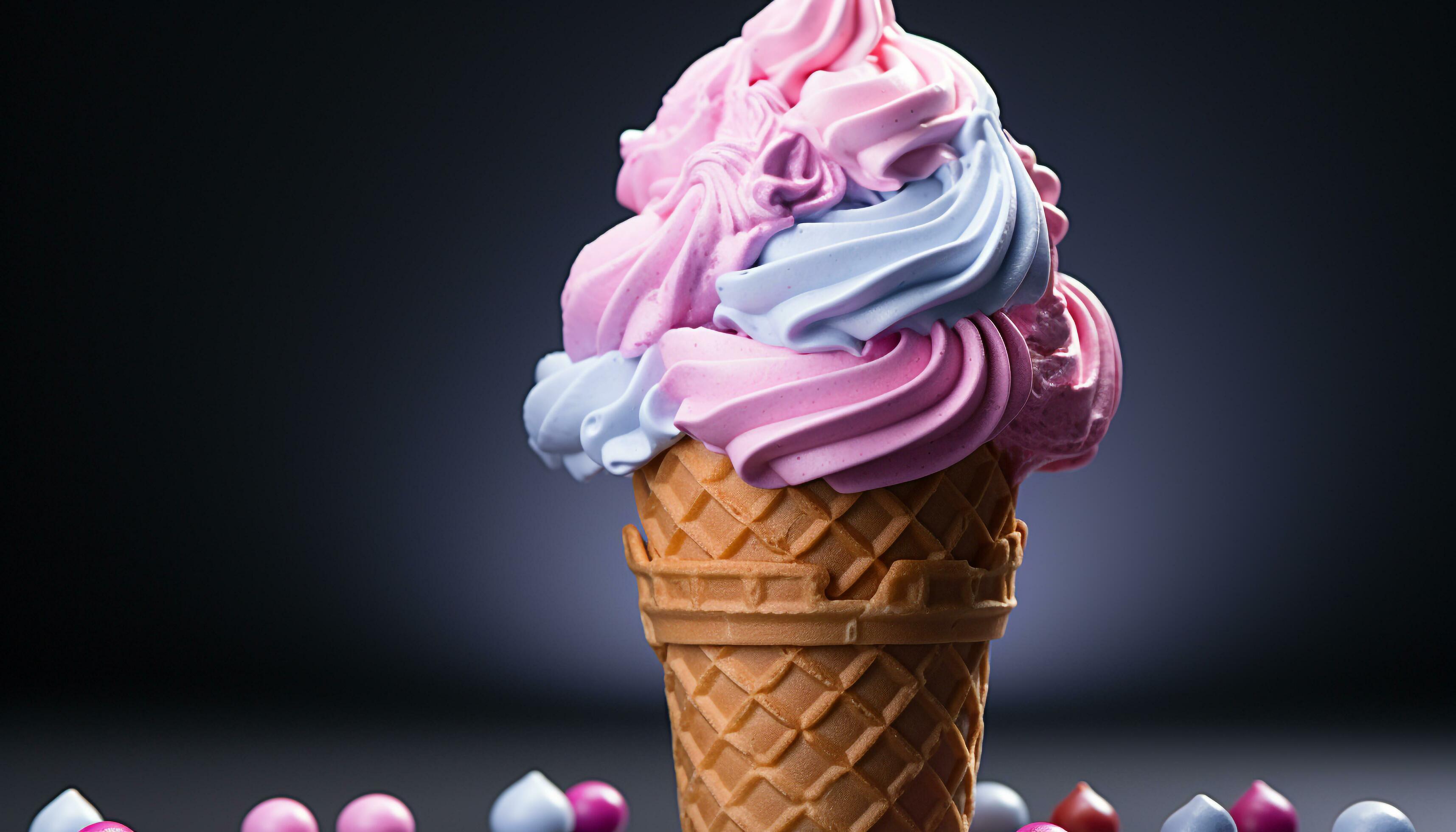 Homemade ice cream cone, a sweet summer celebration of flavors