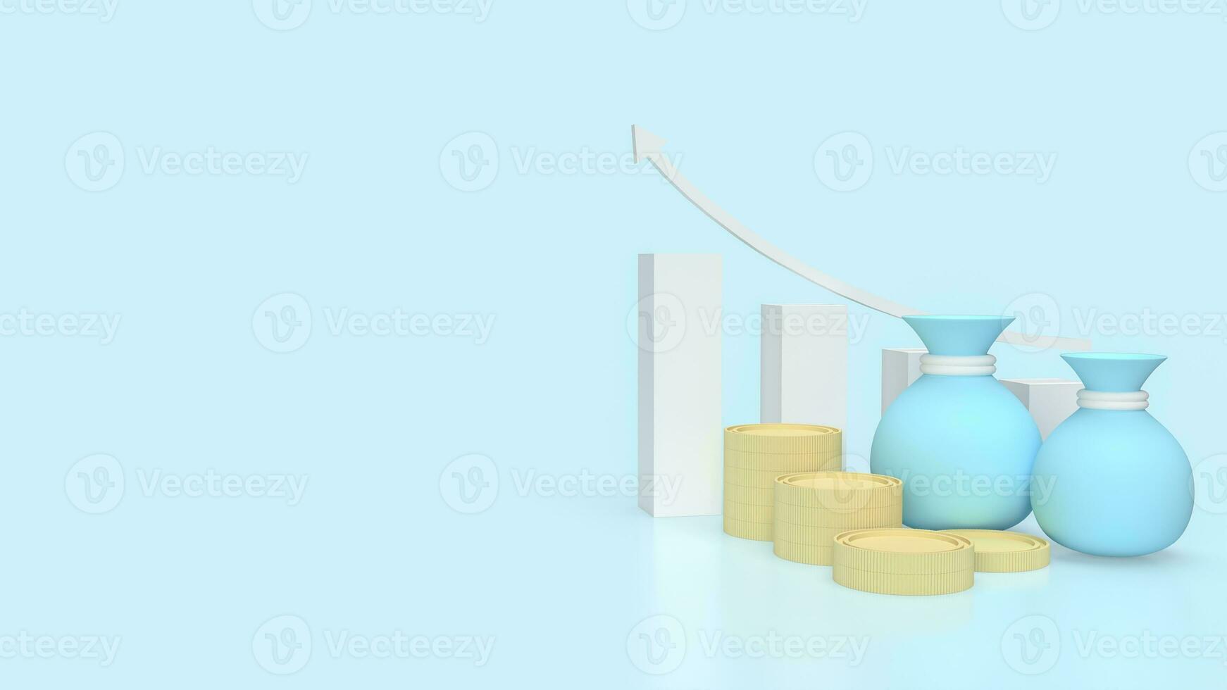 The Money Bag and coins for business concept 3d rendering photo