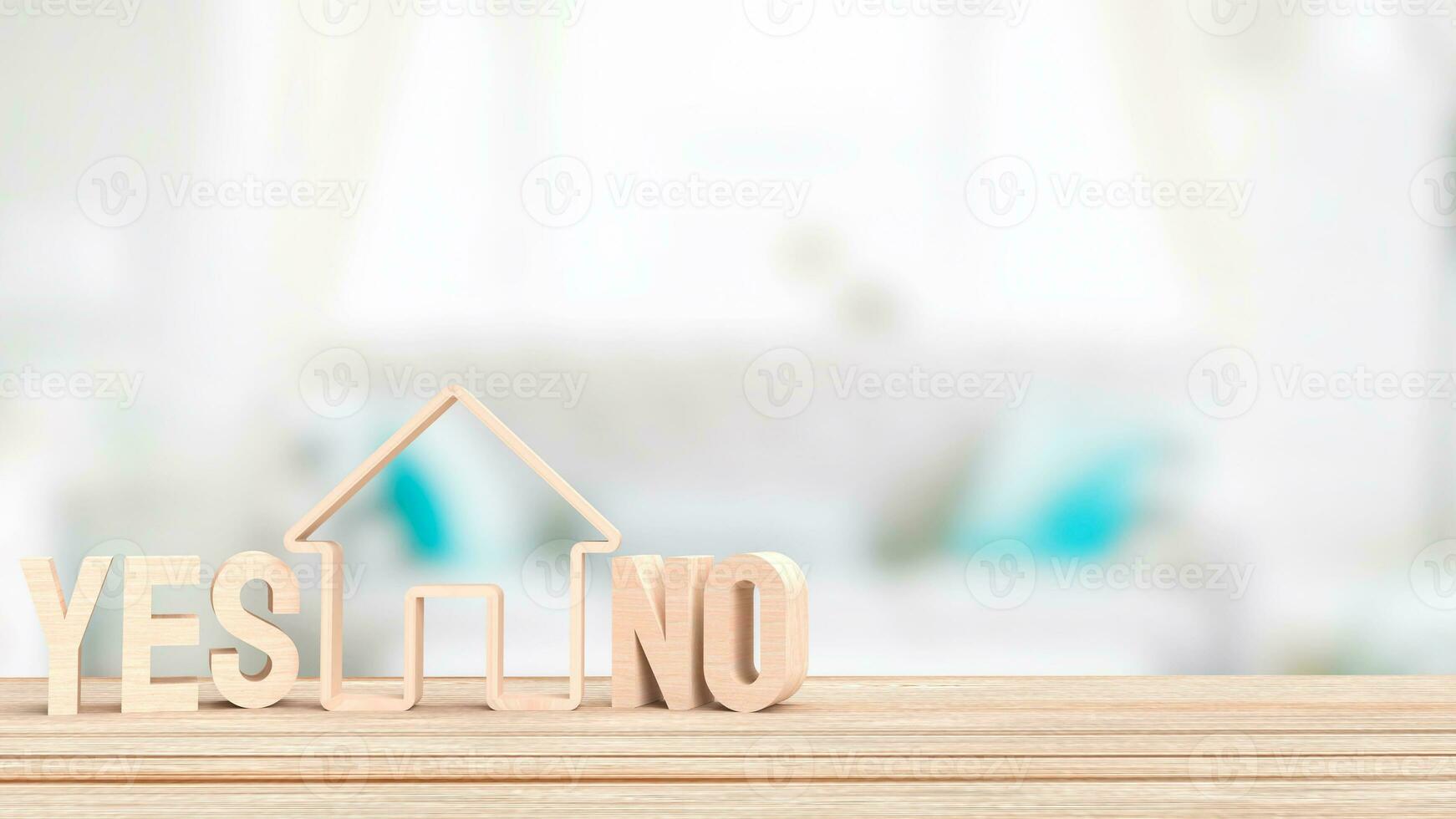The House icon and Yes No text for property or building concept 3d rendering photo