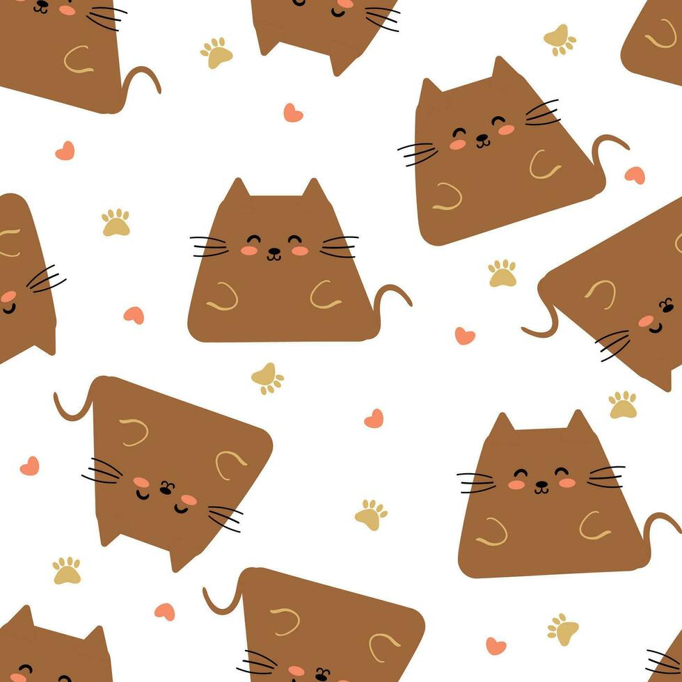 Cute cats seamless pattern for fabric prints, textiles, gift wrapping paper. colorful vector for children, flat style