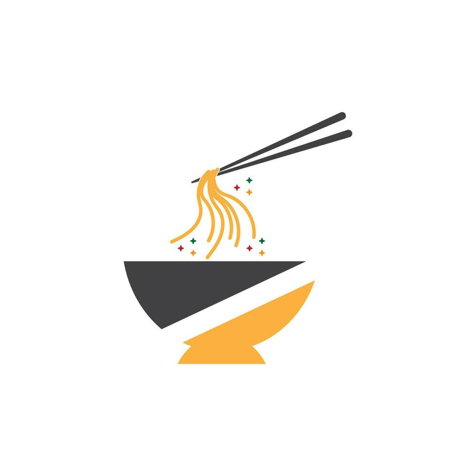 fideos comida fideos cuenco logo vector ilustración