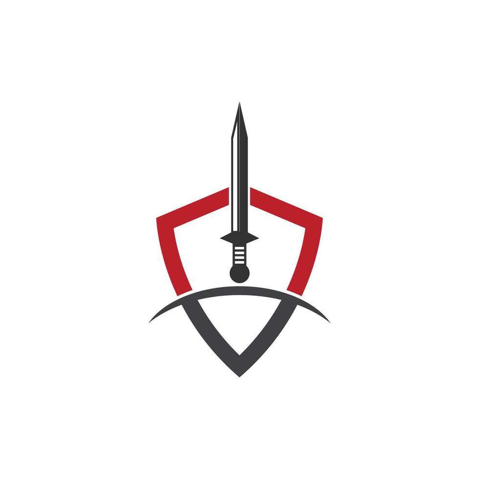 Shield wars with Sword logo design vector illustration