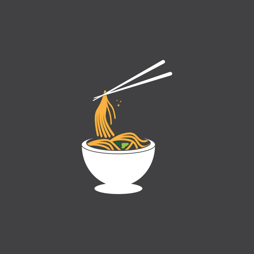 fideos comida fideos cuenco logo vector ilustración