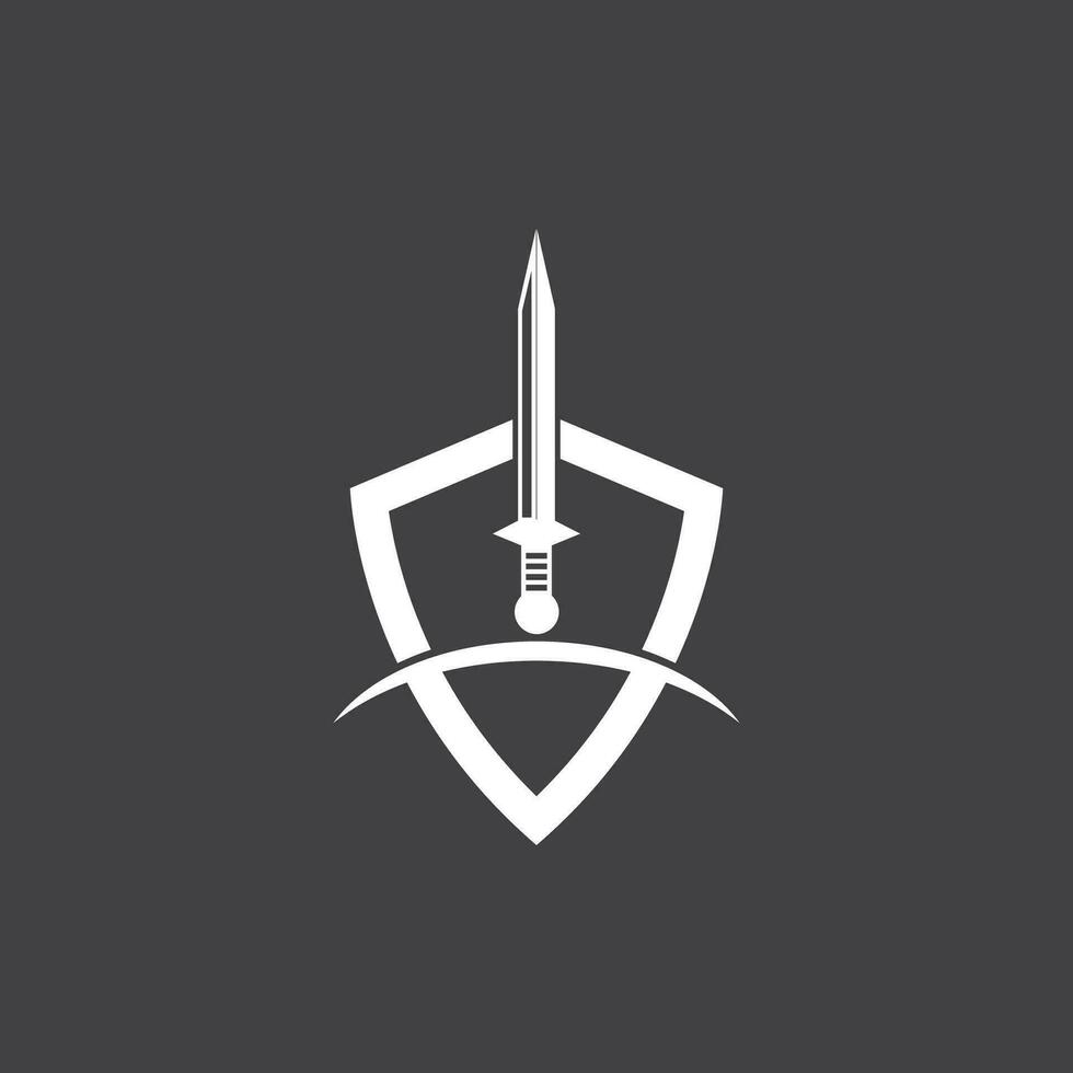 proteger guerras con espada logo diseño vector ilustración