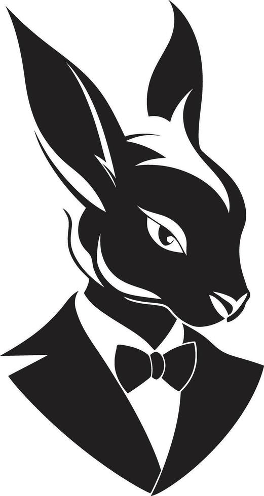 Stylish Rabbit Silhouette Badge Graceful Black Rabbit Icon vector