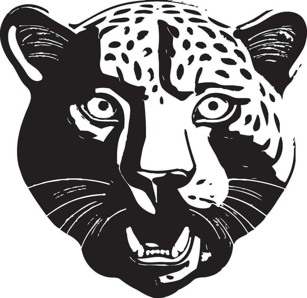 Sleek Lines Midnight Stalker Symbol Graceful Jaguar Head Icon Geometric Appeal vector