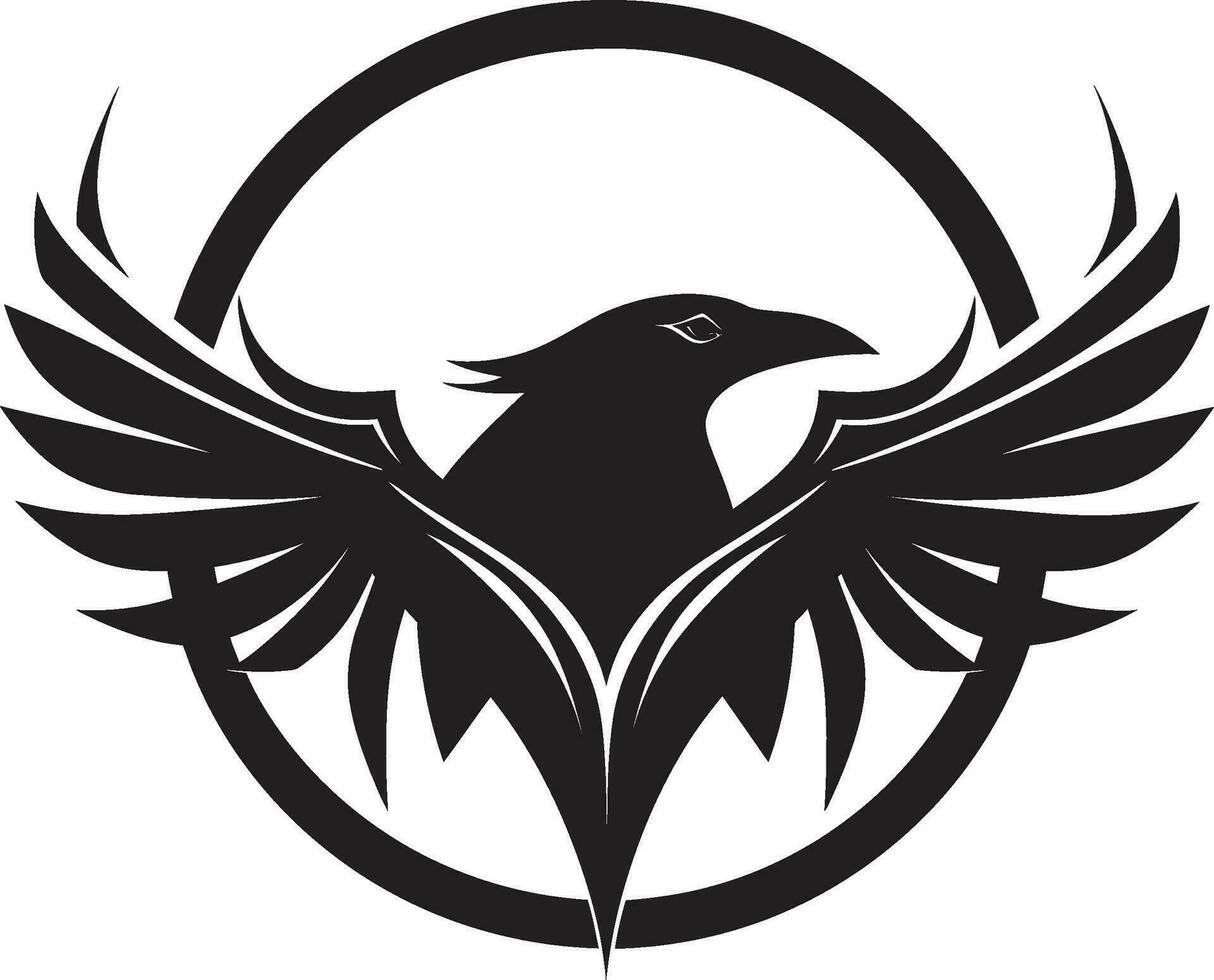 Modern Raven Symbolic Seal Raven Silhouette Minimalist Mark vector