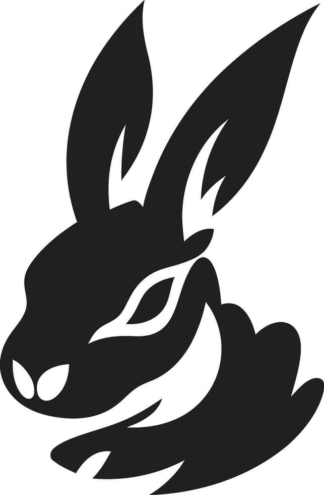 Sleek Rabbit Silhouette Seal Abstract Black Hare Insignia vector
