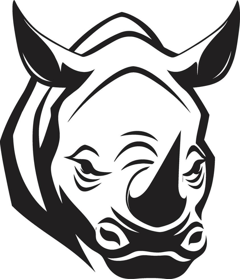 Monochromatic Beauty in the Wilderness Rhino Emblem in Noir The Art of the Rhinos Black Vector Logos Regal Serenade