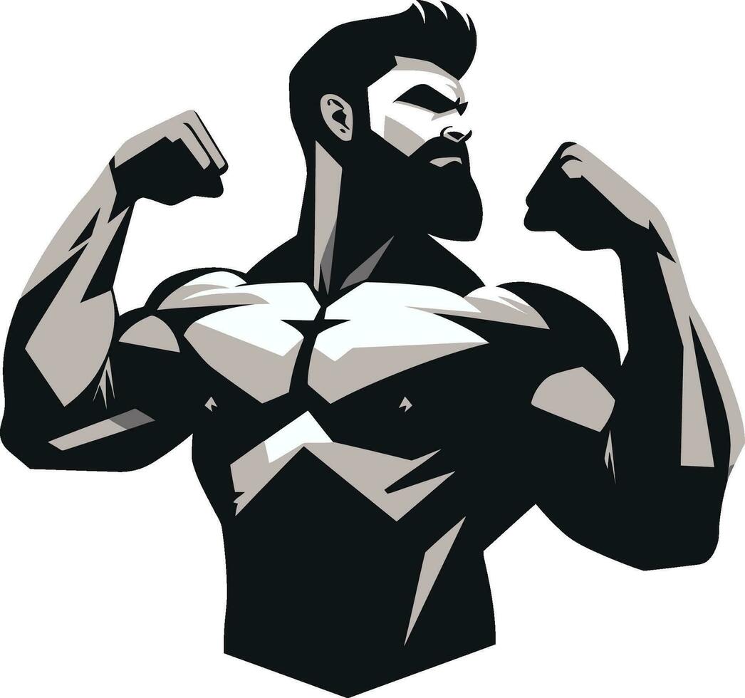 Pinnacle of Power Monochrome Tribute to Flexing Artistry in Vector Muscle Marvel Black Vector of Bodybuilders Muscular Excellence