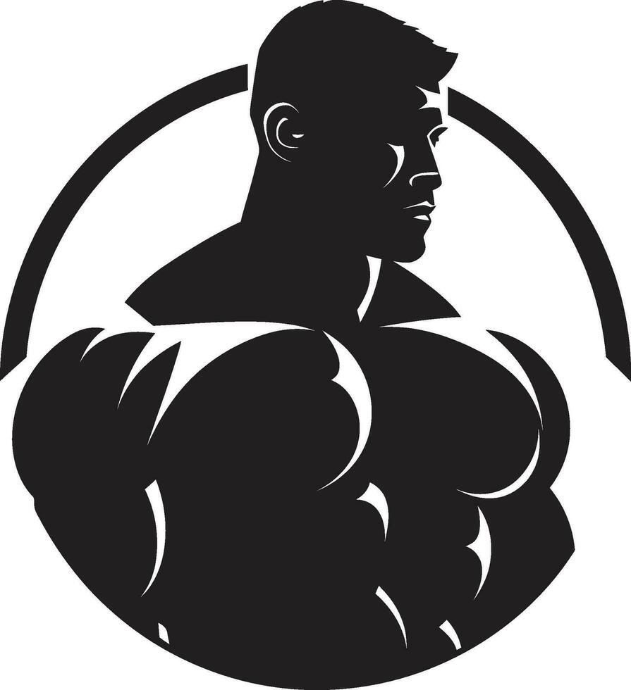 Unseen Powerhouse Black Vector Fitness Brawn in Black Muscle Bound Vector Design