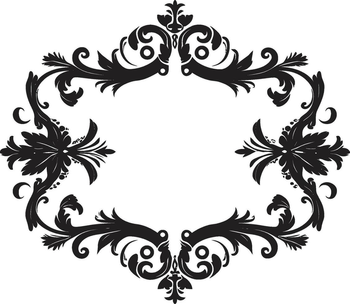 Majestic Tapestries Black Floral Vector in Royal Style Regal Splendor Monochrome Ornamental Blooms in Vector