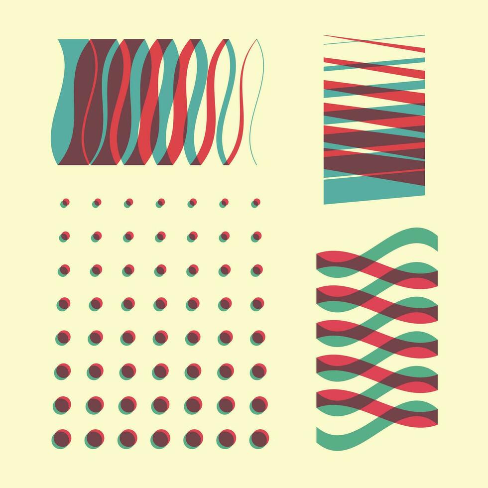 Set of riso style elements. Risoprint effect vector