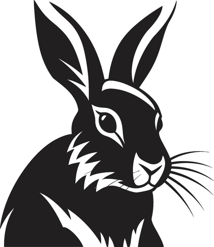 Graceful Black Bunny Seal Abstract Rabbit Vector Insignia