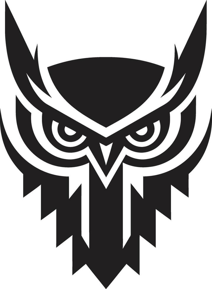Wise Old Owl Logo Abstract Owl and Crescent vector