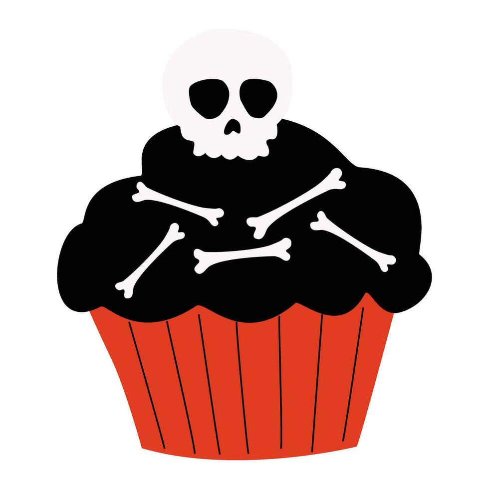 Skull cupcake illustration vector