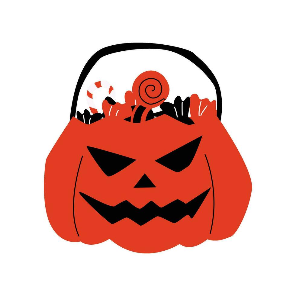 Creepy pumpkin bag illustration vector