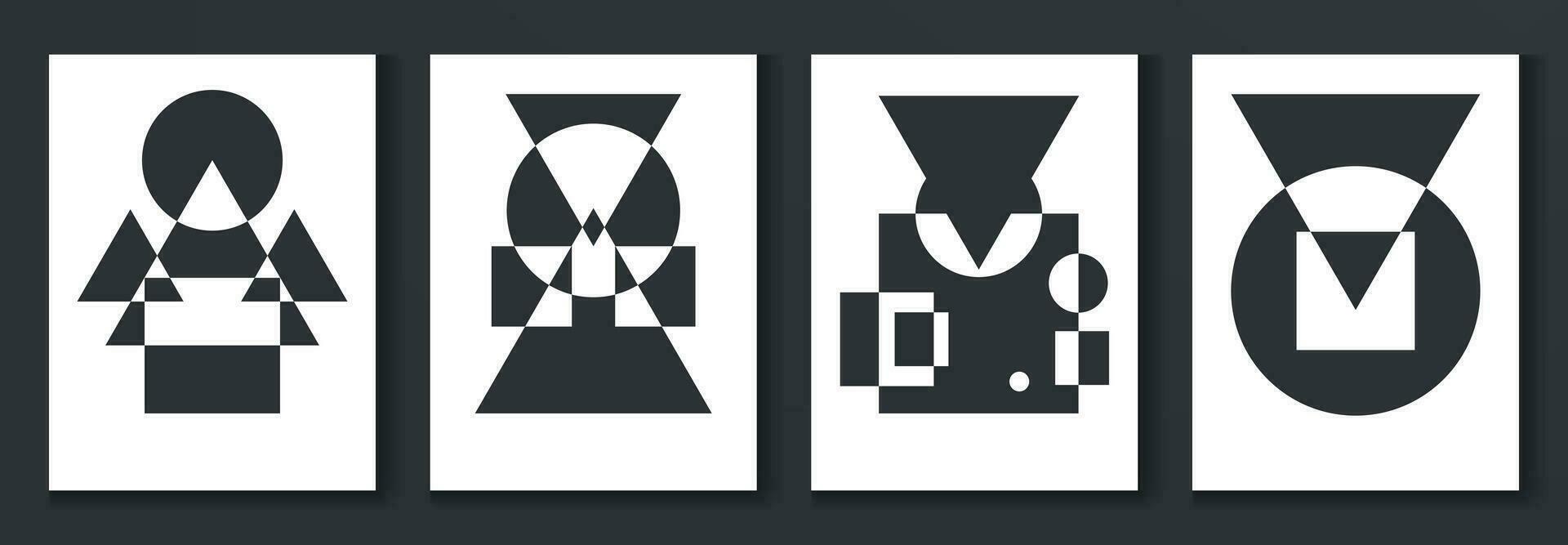 Set of minimalist geometric posters for wall decoration vector