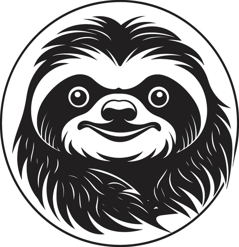 Serenity in the Canopy Onyx Zenful Icon Relaxation Mode Black Sloth Emblem vector