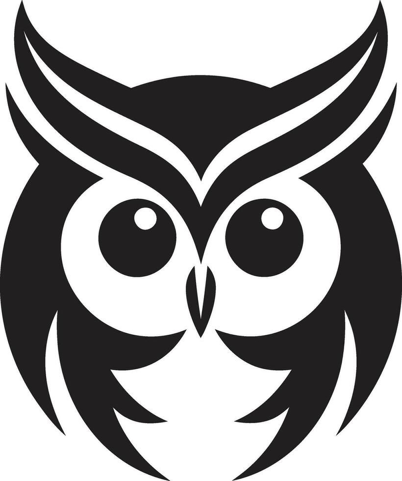 Whimsical Owl Graphic Badge Black and White Owl Symbol vector