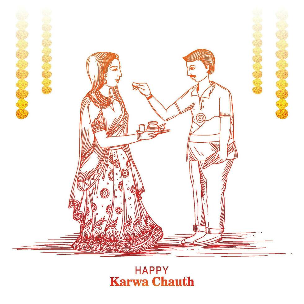Indian festival happy karwa chauth celebration background vector