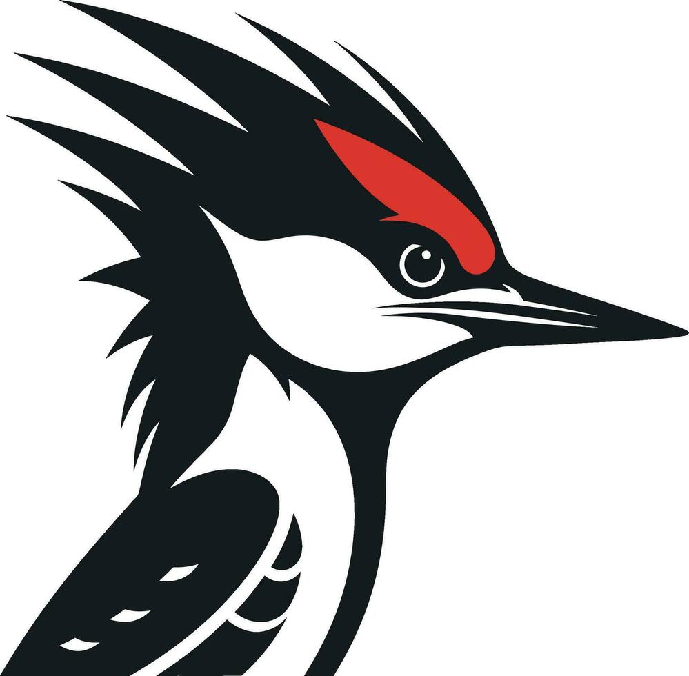 pájaro carpintero pájaro logo diseño negro y blanco resumen pájaro carpintero pájaro logo diseño negro y blanco mascota vector