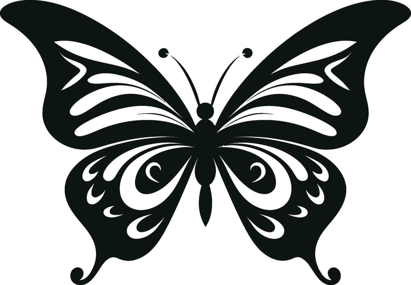 Butterfly in Flight Black Vector Emblem Elegance Takes Wing Black Butterfly Icon