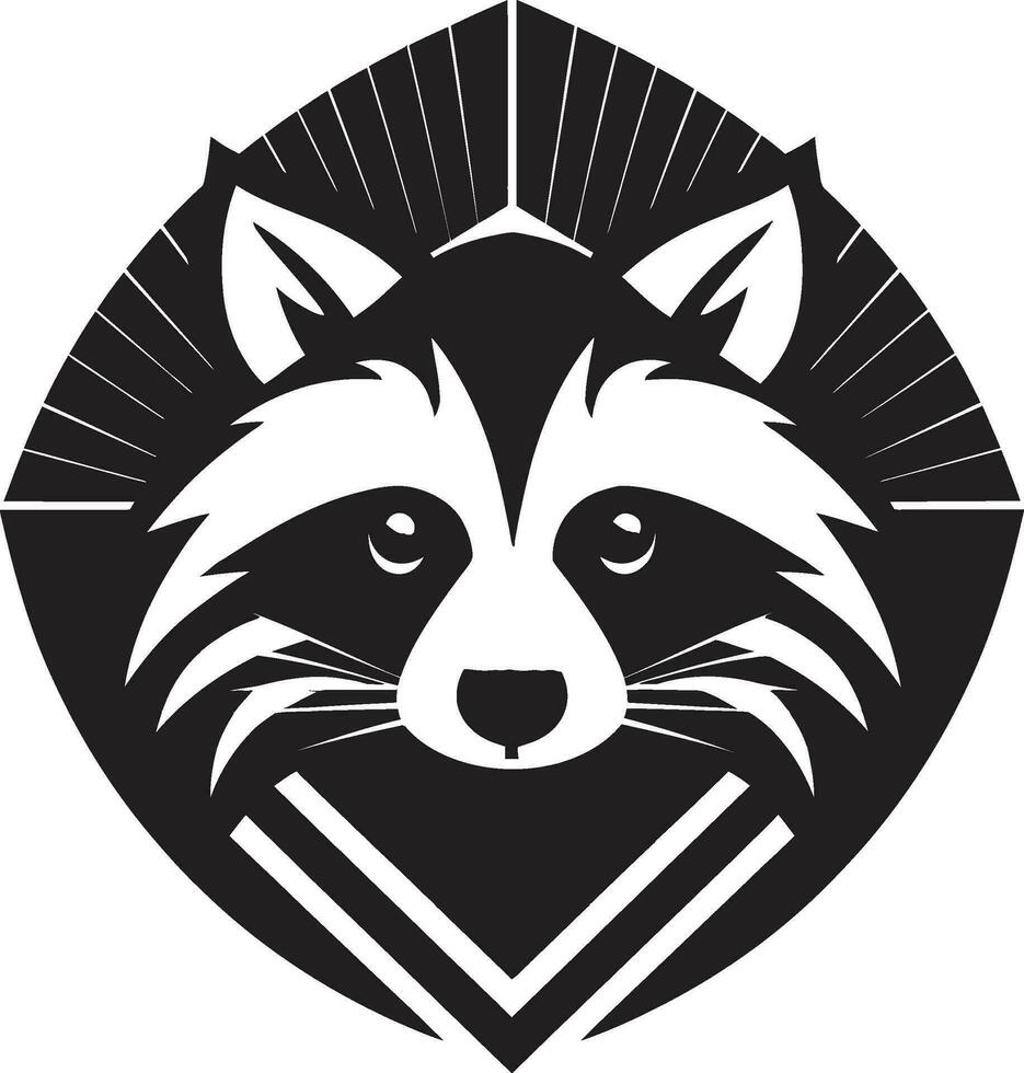 Black Masked Bandit Graphic Icon Raccoon Silhouette Monochrome Badge vector