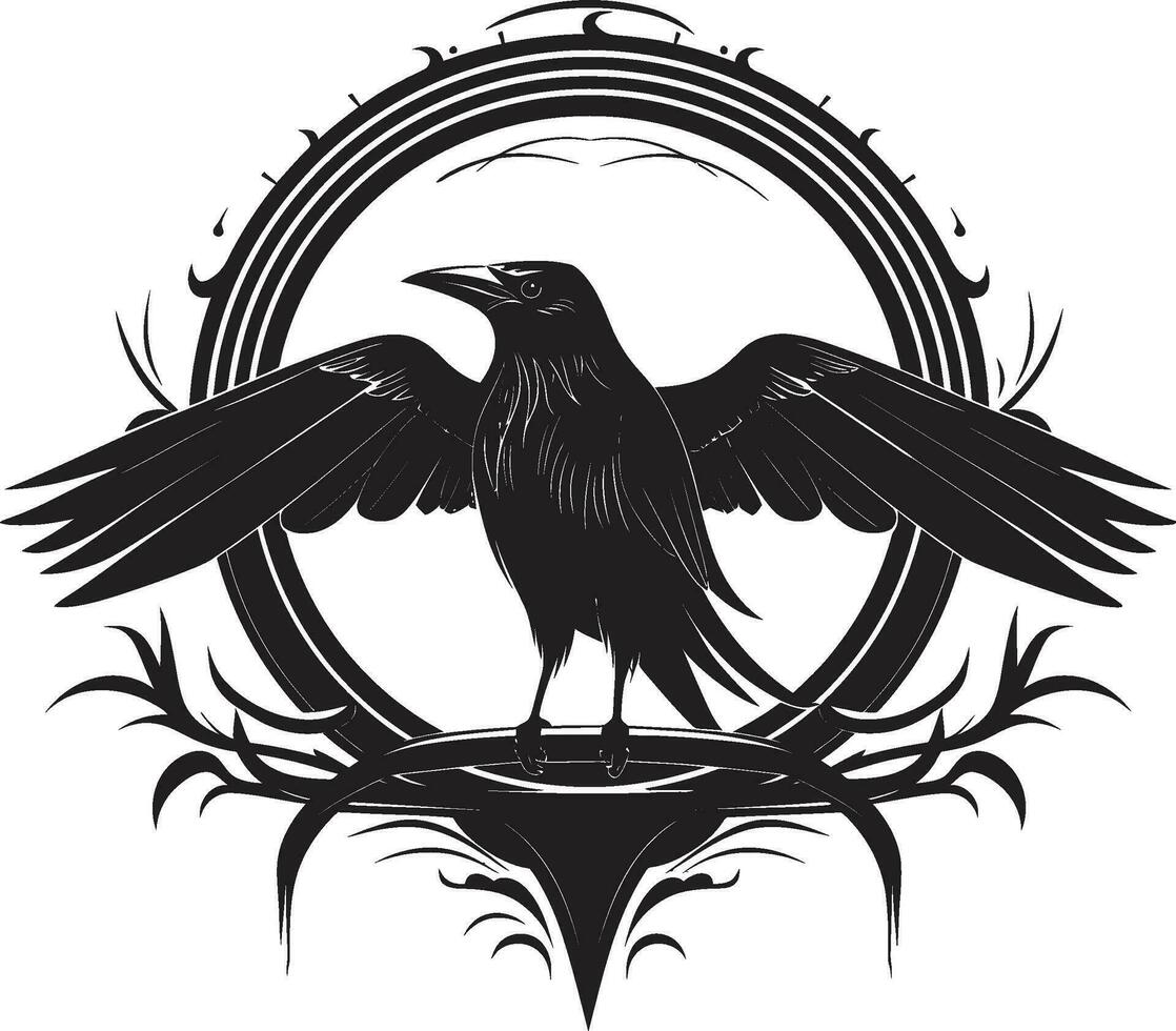 Sleek Raven Silhouette Symbol Raven Silhouette Geometric Mark vector