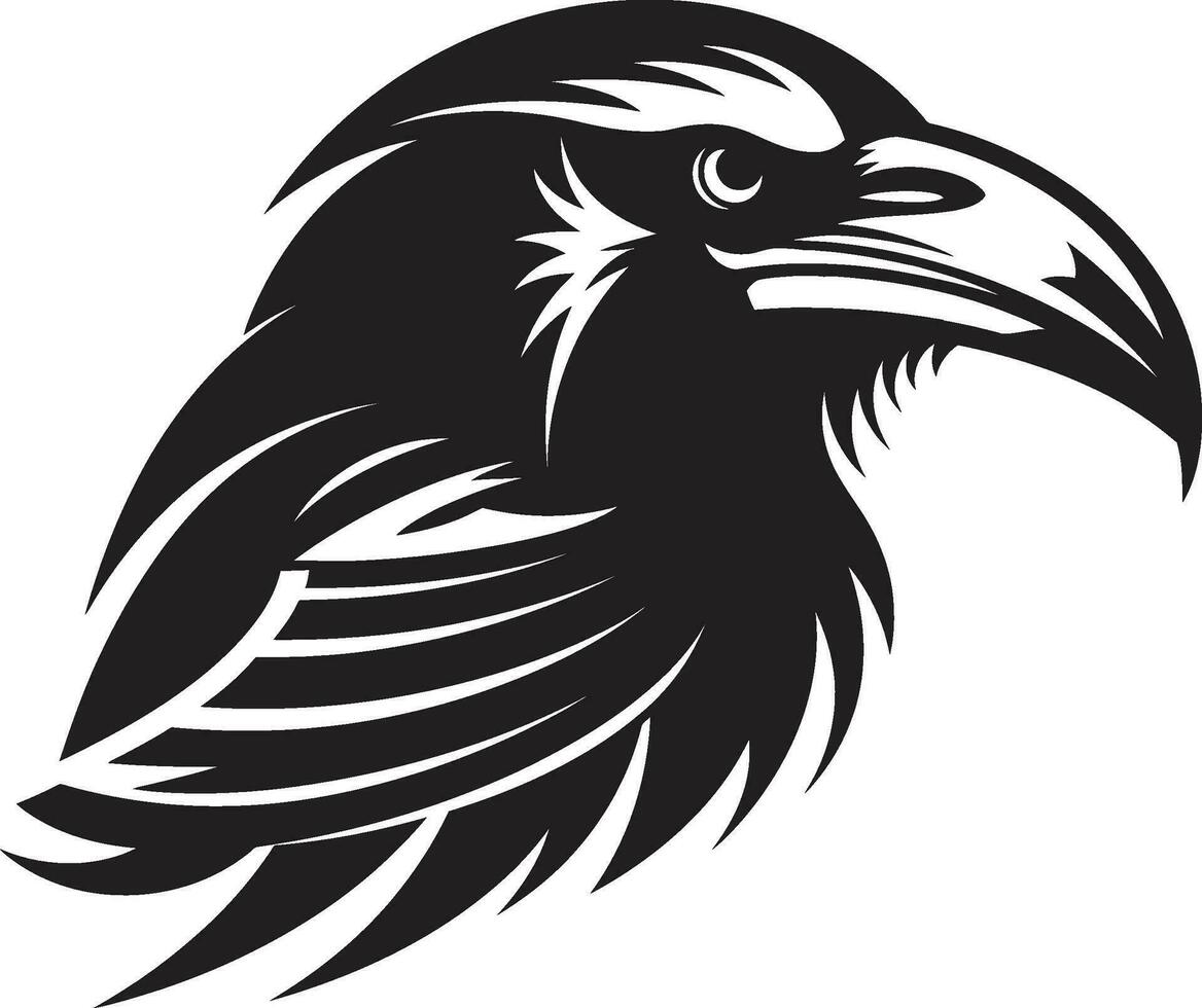 Black Raven Vector Badge Premium Bird Symbolic Insignia