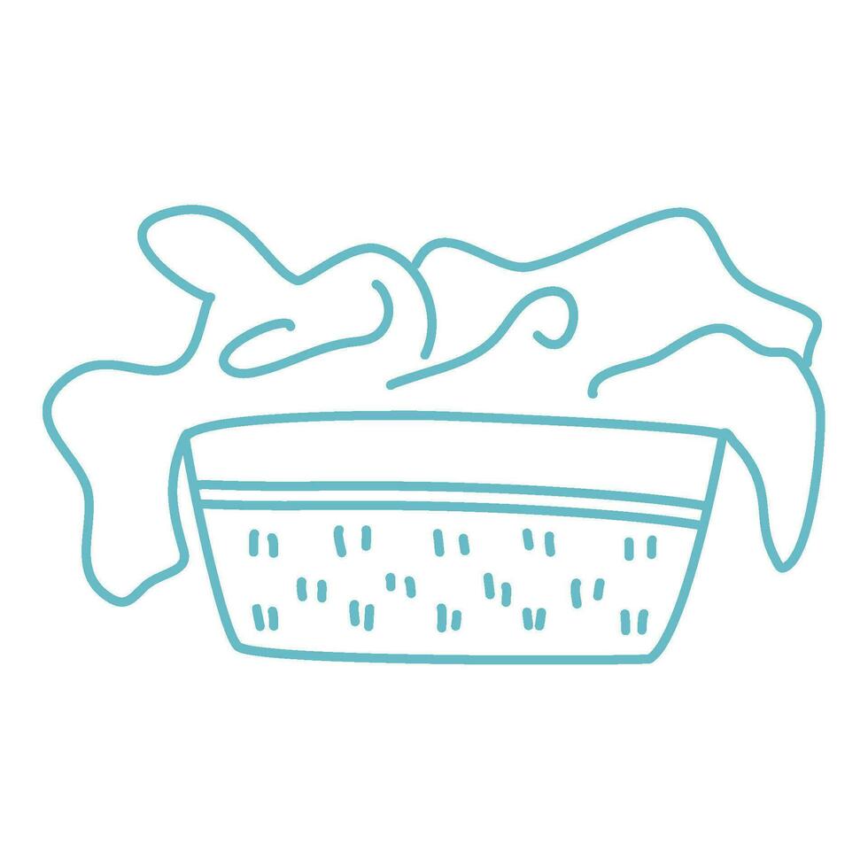 clothes in a laundry wooden basket outline vector